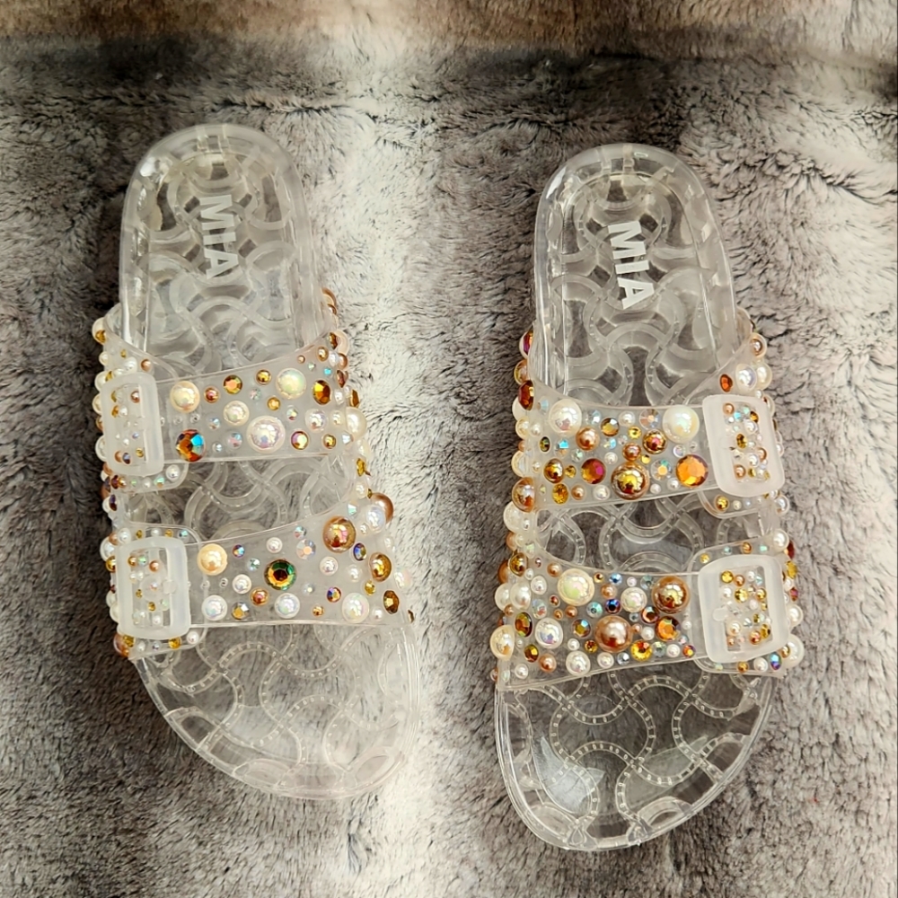 Rhinestone and Pearl embellished sandals